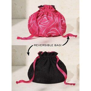Lancôme Reversible Makeup Bag Black Pink Drawstring Cosmetic Pouch